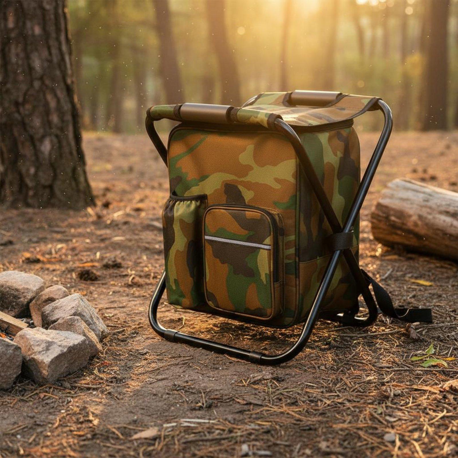 Fishing Backpack - Rucksack-Kühlhocker Faltbares Design Rucksack-Kühlstuhl Vielseitiger Multifunktionaler
