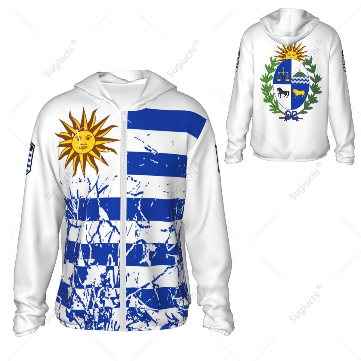 Fishing Hoodie - Uruguay-Flagge, Sonnenschutz-Kapuzenpullover, Sonnenschutzkleidung, Angeln, Radfahren, Laufen,